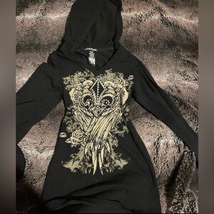 black y2k long sleeve w hood